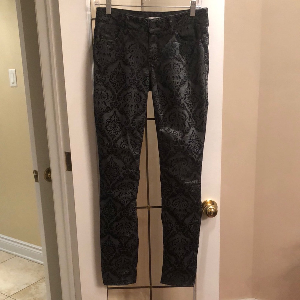 Black Patterned Grey Pants